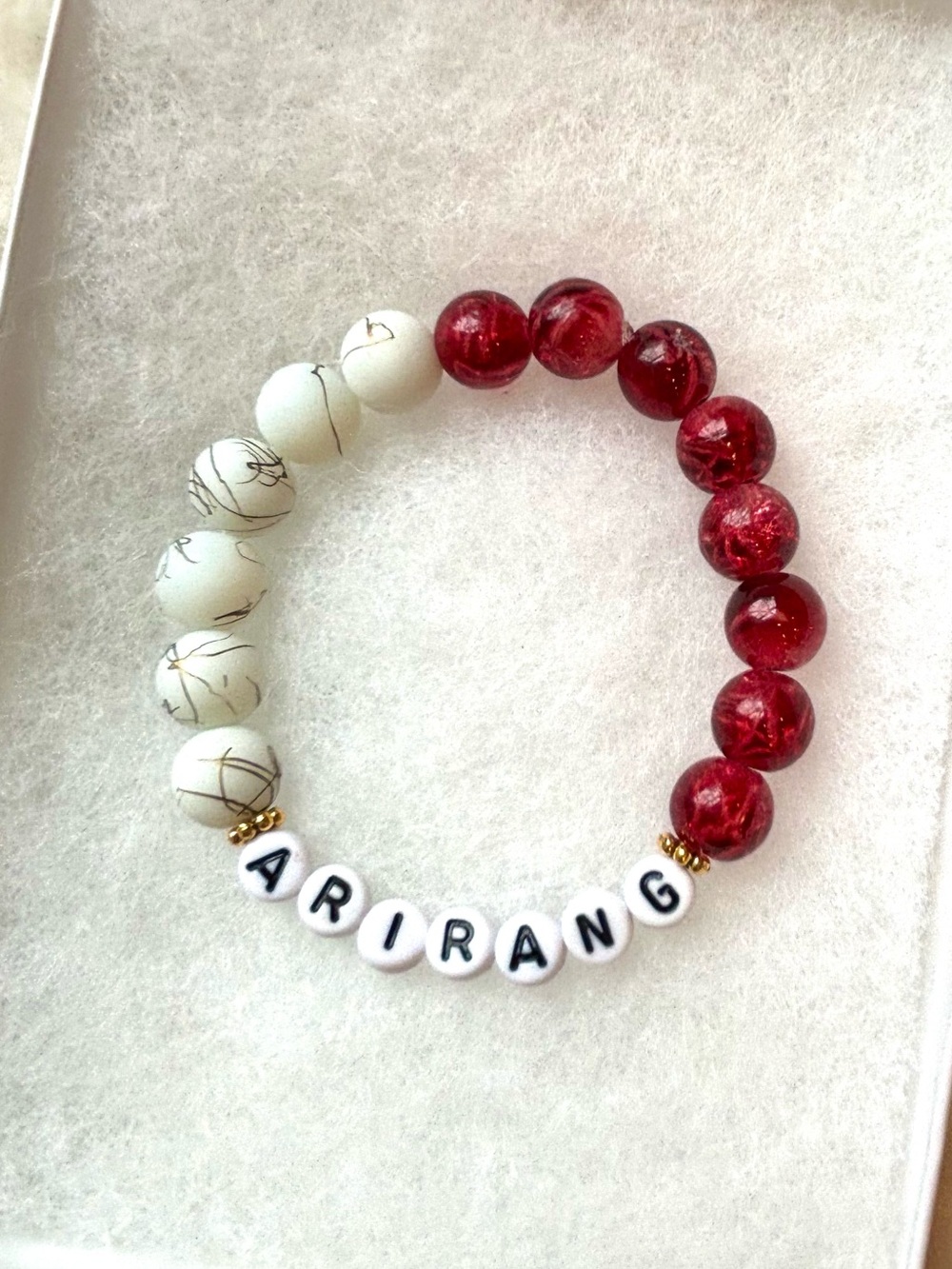 BTS ARIRANG RED WHITE GOLD BRACELET